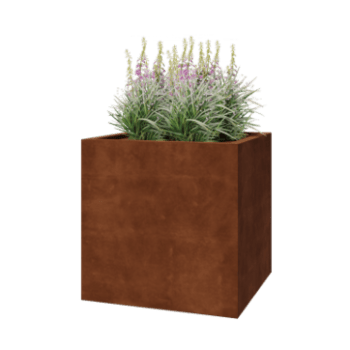 Jardinera de acero corten - Cuadrado - 80 x 80 x 80 cm - Soldado - Con placa inferior