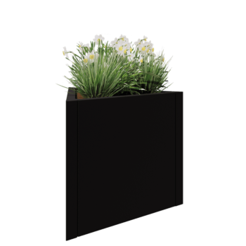 Jardinera de acero - Triángulo equilátero - 70,6 x 61 x 60 cm - RAL9005 mate (negro) - Sin placa inferior