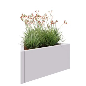 Jardinera de acero - Triángulo equilátero - 90,6 x 78,3 x 40 cm - RAL9010 mate (blanco) - Sin placa inferior