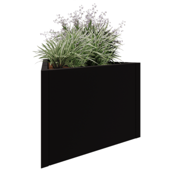 Jardinera de acero - Triángulo equilátero - 90,6 x 78,3 x 60 cm - RAL9005 mate (negro) - Sin placa inferior