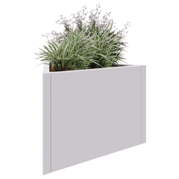 Jardinera de acero - Triángulo equilátero - 90,6 x 78,3 x 60 cm - RAL9010 mate (blanco) - Sin placa inferior