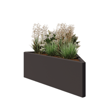 Jardinera de acero - Triángulo isósceles - 112,2 x 60,5 x 40 cm - RAL7016 mate (gris antracita) - Sin placa inferior
