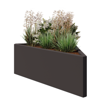 Jardinera de acero - Triángulo isósceles - 112,2 x 60,5 x 40 cm - RAL7016 mate (gris antracita) - Sin placa inferior