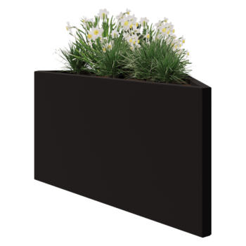 Jardinera de acero - Triángulo isósceles - 112,2 x 60,5 x 60 cm - RAL9005 mate (negro) - Sin placa inferior