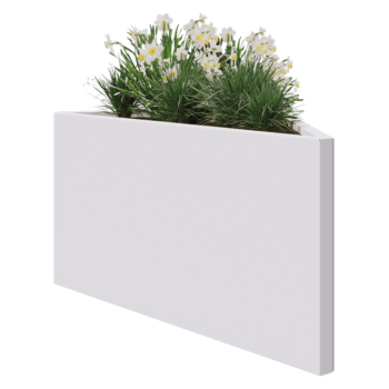 Jardinera de acero - Triángulo isósceles - 112,2 x 60,5 x 60 cm - RAL9010 mate (blanco) - Sin placa inferior