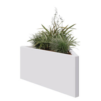 Jardinera de acero - Triángulo isósceles - 83,9 x 46,4 x 40 cm - RAL9010 mate (blanco) - Sin placa inferior