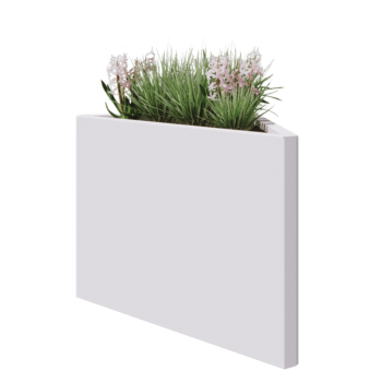 Jardinera de acero - Triángulo isósceles - 83,9 x 46,4 x 60 cm - RAL9010 mate (blanco) - Sin placa inferior