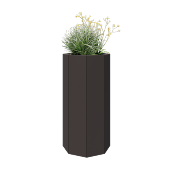 Jardinera de acero - Octágono - 48,3 x 48,3 x 100 cm - RAL7016 mate (gris antracita) - Con placa inferior