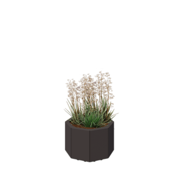 Jardinera de acero - Octágono - 48,3 x 48,3 x 30 cm - RAL7016 mate (gris antracita) - Con placa inferior - Con patas