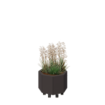 Jardinera de acero - Octágono - 48,3 x 48,3 x 30 cm - RAL7016 mate (gris antracita) - Con placa inferior - Con ruedas