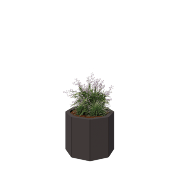 Jardinera de acero - Octágono - 48,3 x 48,3 x 40 cm - RAL7016 mate (gris antracita) - Con placa inferior