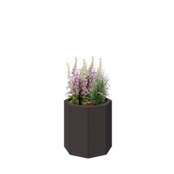 Jardinera de acero - Octágono - 48,3 x 48,3 x 50 cm - RAL7016 mate (gris antracita) - Con placa inferior