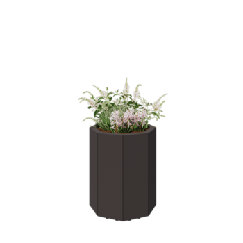 Jardinera de acero - Octágono - 48,3 x 48,3 x 60 cm - RAL7016 mate (gris antracita) - Con placa inferior - Con patas