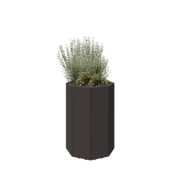 Jardinera de acero - Octágono - 48,3 x 48,3 x 70 cm - RAL7016 mate (gris antracita) - Con placa inferior - Con patas
