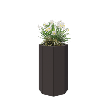 Jardinera de acero - Octágono - 48,3 x 48,3 x 80 cm - RAL7016 mate (gris antracita) - Con placa inferior