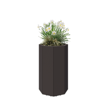 Jardinera de acero - Octágono - 48,3 x 48,3 x 80 cm - RAL7016 mate (gris antracita) - Con placa inferior - Con patas