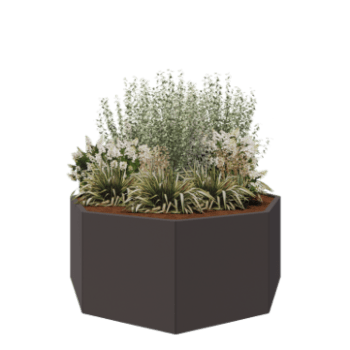Jardinera de acero - Octágono - 168,6 x 168,6 x 70 cm - RAL7016 mate (gris antracita) - Sin placa inferior