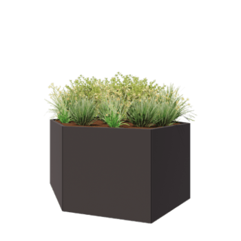 Jardinera de acero - Hexágono - 199,3 x 173,2 x 100 cm - RAL7016 mate (gris antracita) - Sin placa inferior