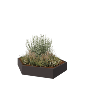 Jardinera de acero - Hexágono - 199,3 x 173,2 x 30 cm - RAL7016 mate (gris antracita) - Sin placa inferior