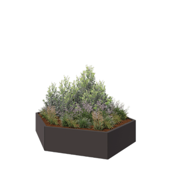Jardinera de acero - Hexágono - 199,3 x 173,2 x 40 cm - RAL7016 mate (gris antracita) - Sin placa inferior
