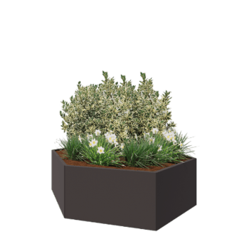 Jardinera de acero - Hexágono - 199,3 x 173,2 x 60 cm - RAL7016 mate (gris antracita) - Sin placa inferior