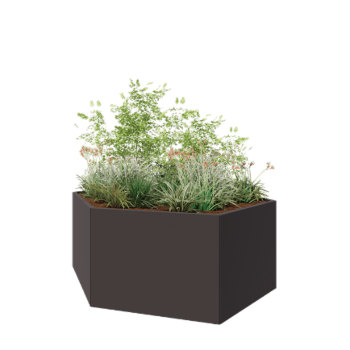 Jardinera de acero - Hexágono - 199,3 x 173,2 x 80 cm - RAL7016 mate (gris antracita) - Sin placa inferior