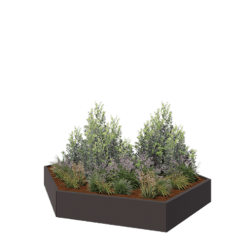 Jardinera de acero - Hexágono - 239,3 x 207,8 x 30 cm - RAL7016 mate (gris antracita) - Sin placa inferior