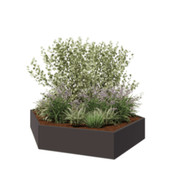 Jardinera de acero - Hexágono - 239,3 x 207,8 x 40 cm - RAL7016 mate (gris antracita) - Sin placa inferior