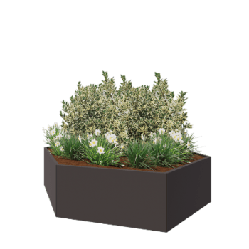 Jardinera de acero - Hexágono - 239,3 x 207,8 x 60 cm - RAL7016 mate (gris antracita) - Sin placa inferior