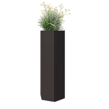 Jardinera de acero - Hexágono - 39,3 x 34,6 x 100 cm - RAL7016 mate (gris antracita) - Sin placa inferior