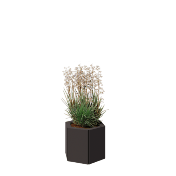 Jardinera de acero - Hexágono - 39,3 x 34,6 x 30 cm - RAL7016 mate (gris antracita) - Con placa inferior