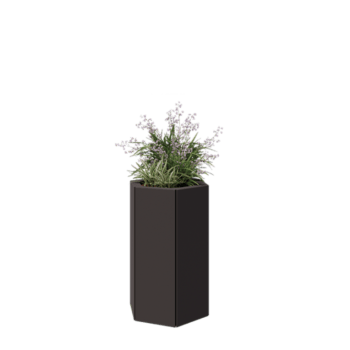 Jardinera de acero - Hexágono - 39,3 x 34,6 x 60 cm - RAL7016 mate (gris antracita) - Sin placa inferior