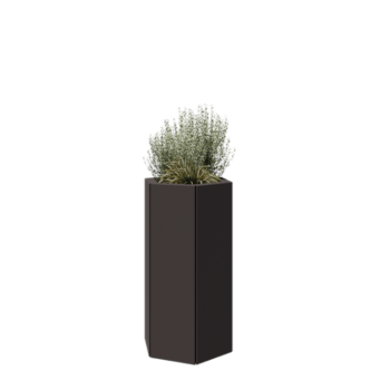 Jardinera de acero - Hexágono - 39,3 x 34,6 x 70 cm - RAL7016 mate (gris antracita) - Con placa inferior