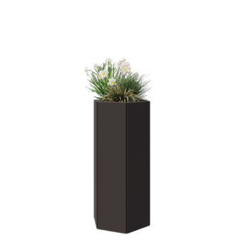 Jardinera de acero - Hexágono - 39,3 x 34,6 x 80 cm - RAL7016 mate (gris antracita) - Con placa inferior