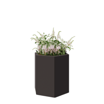 Jardinera de acero - Hexágono - 59,3 x 52 x 60 cm - RAL7016 mate (gris antracita) - Sin placa inferior
