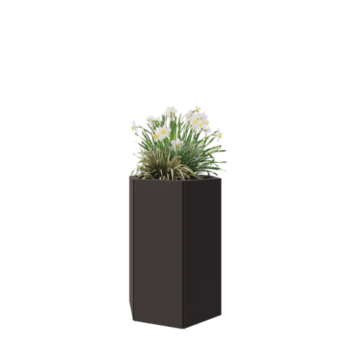 Jardinera de acero - Hexágono - 59,3 x 52 x 80 cm - RAL7016 mate (gris antracita) - Con placa inferior