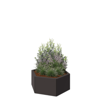 Jardinera de acero - Hexágono - 79,3 x 69,3 x 30 cm - RAL7016 mate (gris antracita) - Sin placa inferior