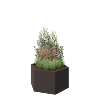 Jardinera de acero - Hexágono - 79,3 x 69,3 x 40 cm - RAL7016 mate (gris antracita) - Sin placa inferior