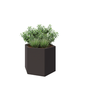 Jardinera de acero - Hexágono - 79,3 x 69,3 x 60 cm - RAL7016 mate (gris antracita) - Sin placa inferior