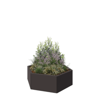 Jardinera de acero - Hexágono - 99,3 x 86,6 x 30 cm - RAL7016 mate (gris antracita) - Sin placa inferior