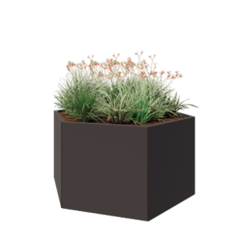 Jardinera de acero - Hexágono - 139,3 x 121 x 70 cm - RAL7016 mate (gris antracita) - Sin placa inferior