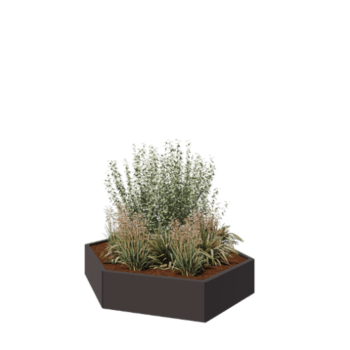 Jardinera de acero - Hexágono - 159,3 x 138,6 x 30 cm - RAL7016 mate (gris antracita) - Sin placa inferior