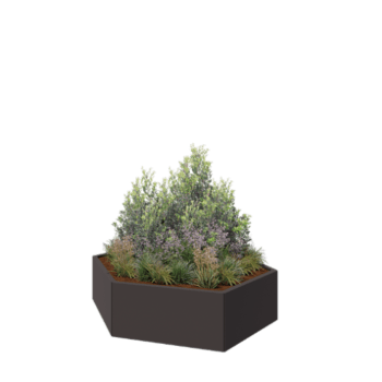 Jardinera de acero - Hexágono - 159,3 x 138,6 x 40 cm - RAL7016 mate (gris antracita) - Sin placa inferior