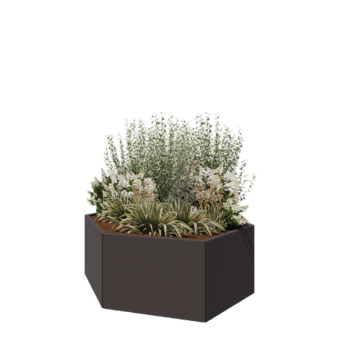 Jardinera de acero - Hexágono - 159,3 x 138,6 x 60 cm - RAL7016 mate (gris antracita) - Sin placa inferior