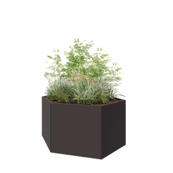 Jardinera de acero - Hexágono - 159,3 x 138,6 x 80 cm - RAL7016 mate (gris antracita) - Sin placa inferior