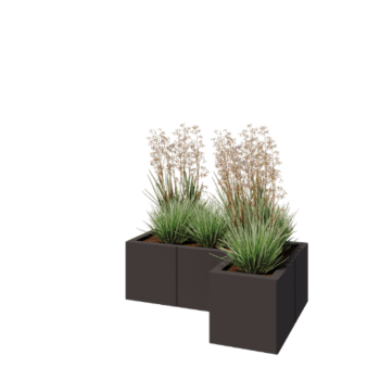 Jardinera de acero - Forma de L - 90 x 60 x 30 cm - RAL7016 mate (gris antracita) - Con placa inferior