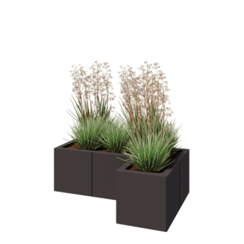 Jardinera de acero - Forma de L - 90 x 60 x 30 cm - RAL7016 mate (gris antracita) - Con placa inferior