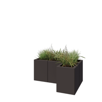 Jardinera de acero - Forma de L - 90 x 60 x 40 cm - RAL7016 mate (gris antracita) - Con placa inferior