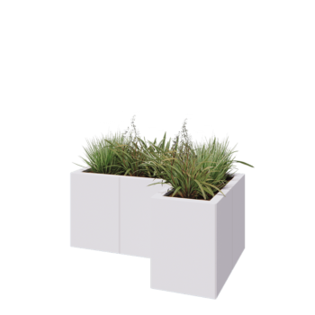 Jardinera de acero - Forma de L - 90 x 60 x 40 cm - RAL9010 mate (blanco) - Sin placa inferior