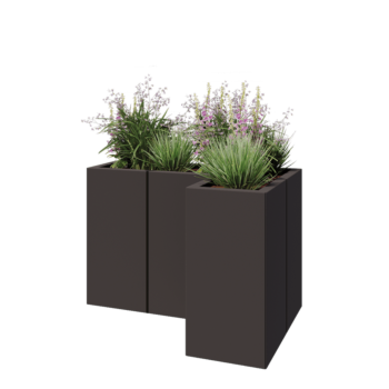Jardinera de acero - Forma de L - 90 x 60 x 60 cm - RAL7016 mate (gris antracita) - Sin placa inferior